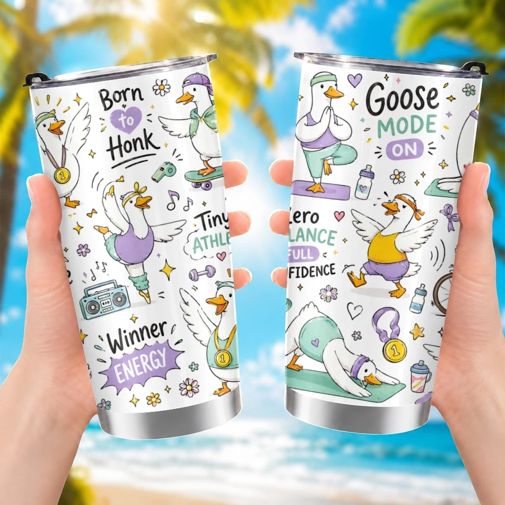 Cozy Goose Club Vacuum Flasks 20oz Long Lasting Hot Cold Drinks Container Leakproof Stainless Steel Cup&Straw&Travel Gift