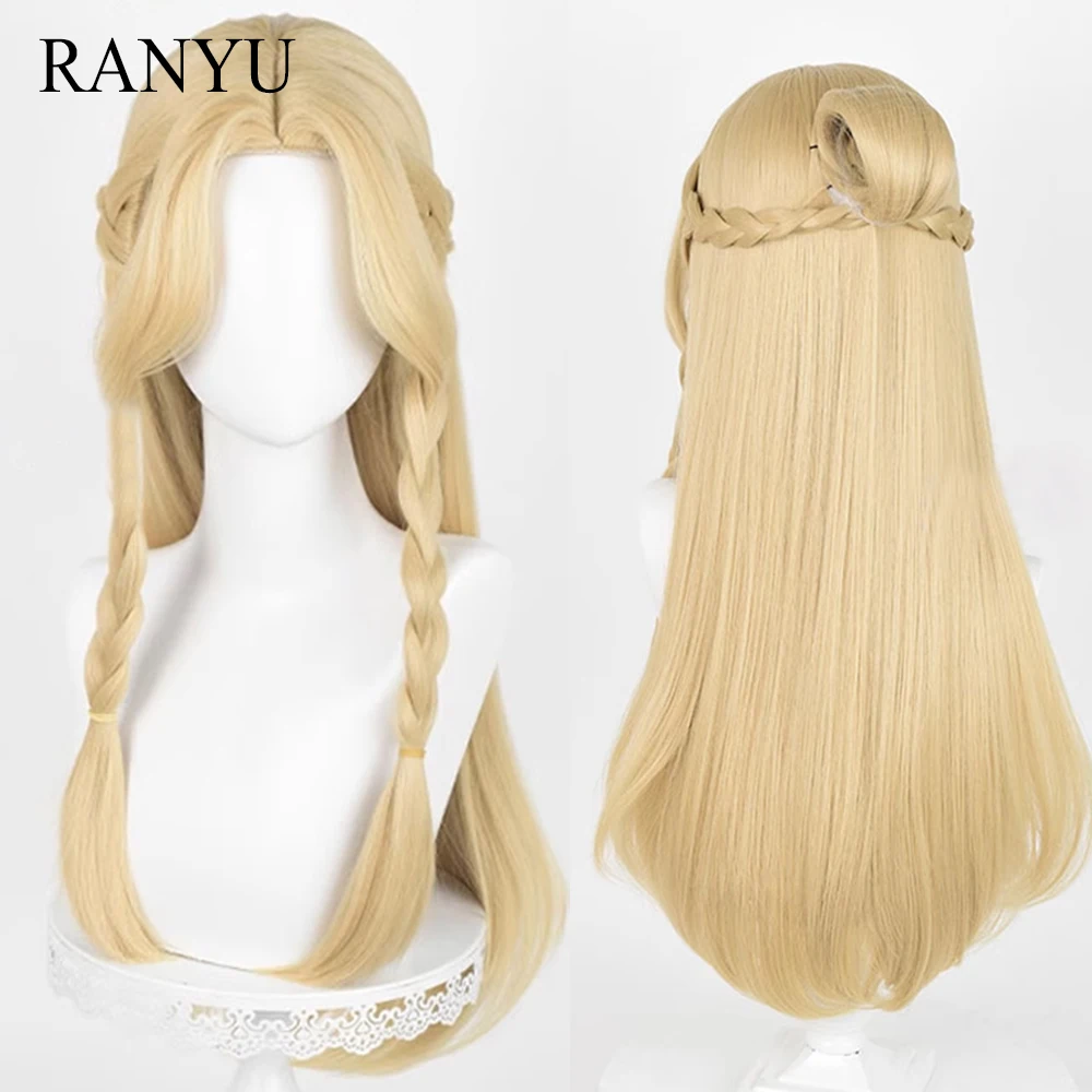 

Long Straight Blonde Braid Anime Game Cosplay Wig Middle Part Synthetic Fluffy Women Hair Heat Resistant Wig for Daily Party