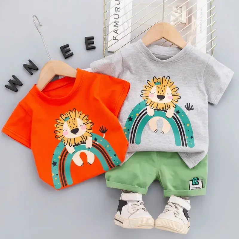 

2023 Summer Baby Clothes Suit Children Boys Girls Cartoon T Shirt Shorts 2Pcs/Set Toddler Casual Clothing Infant Kids Tracksuits