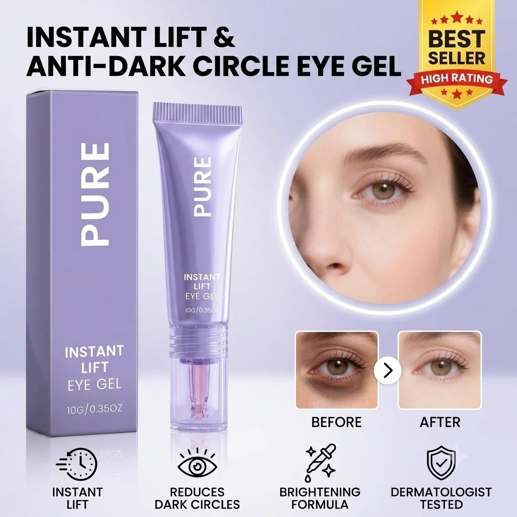 PURE Instant Lift Eye Gel Collagen Infused Hydrating Eye Cream Improve Dark Circles Smooth Nourish Moisturize Eye Surrounding