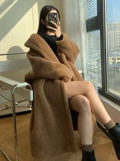 Women Winter Faux Fur Warm Long Coat Long Sleeve Female Thick Teddy Bear Coat Casual Loose Oversize Outwears