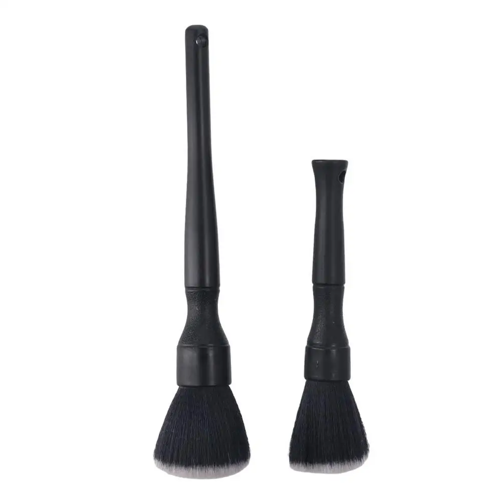 

2pcs Short Handled Brush 15.8*3.5cm Ultra-Soft Detailing Brush Set Black Nylon Interior Exterior No Scratch Brushes