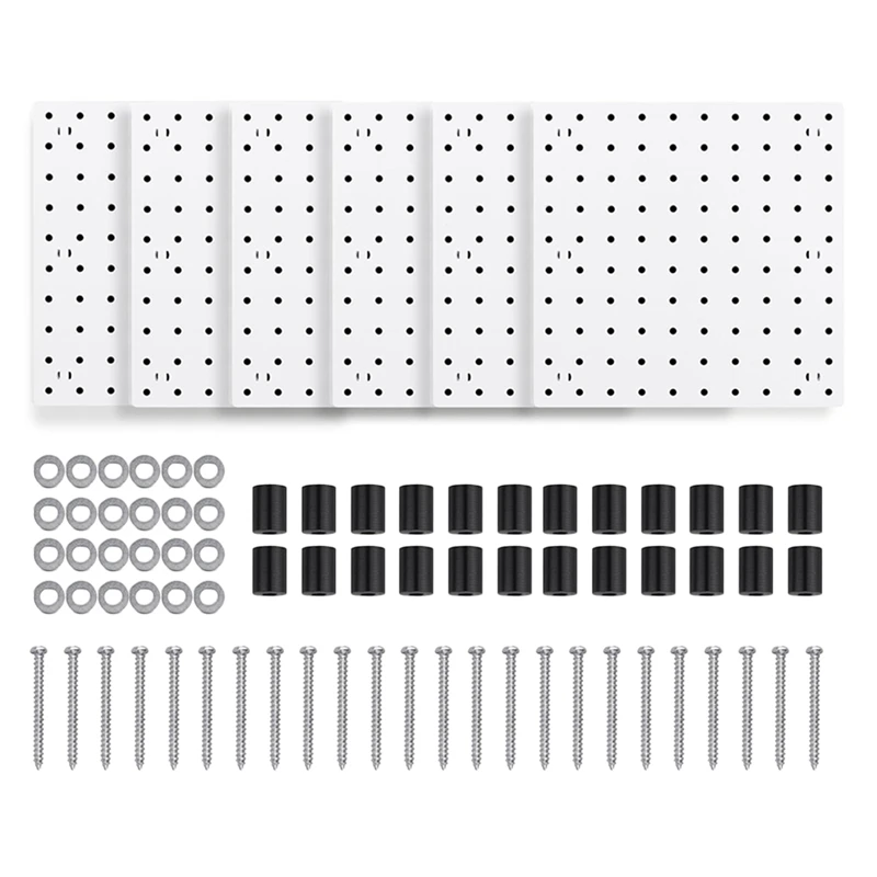 

6Pcs Peg Board, Peg Board Wall Organizer Panels, White Peg Board Wall Mount, Peg Board For Craft Room