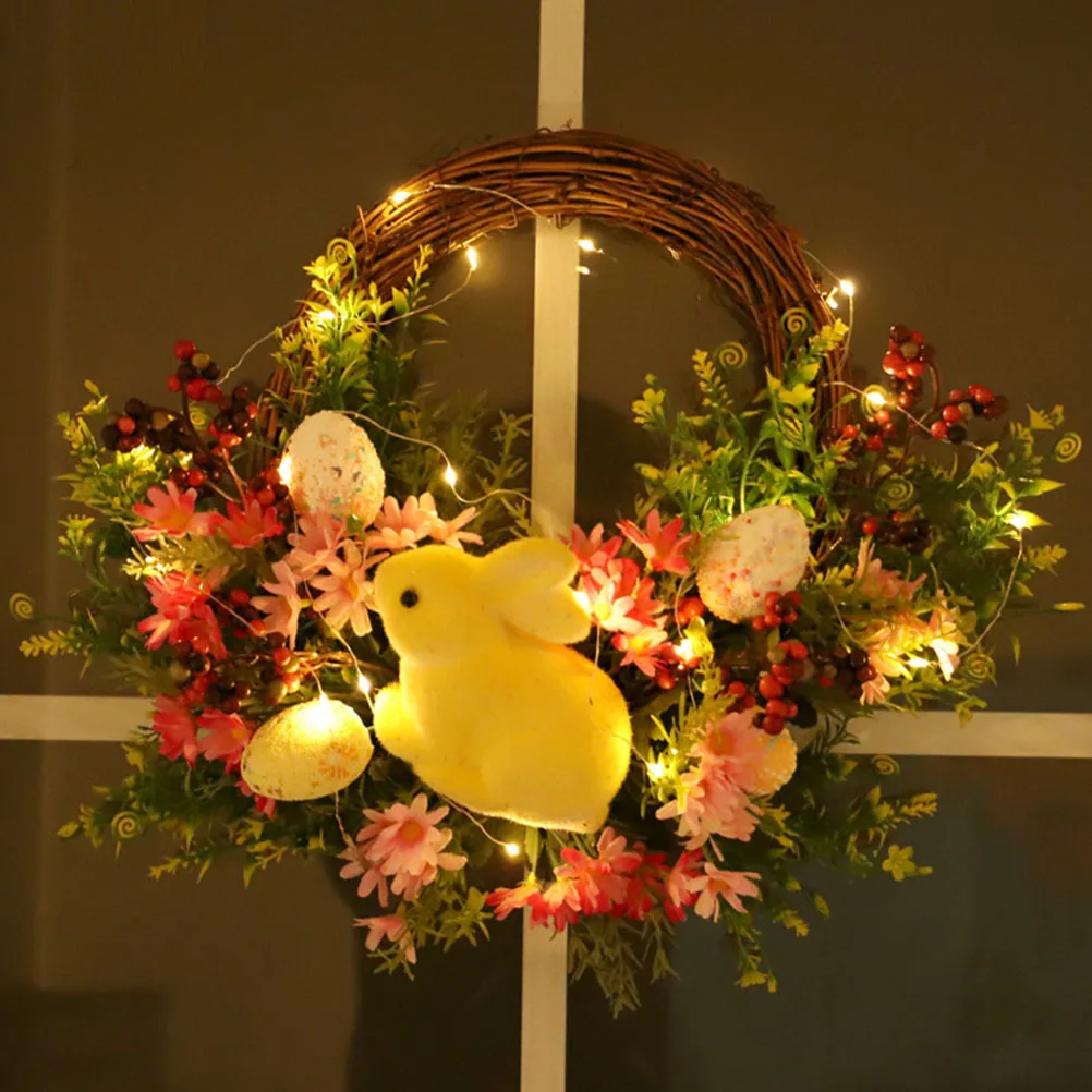 

Led Wreath Glowing -Powered Festive Hanging Decor For Door Window Wall Easter Themed Wreath Festival Scene Decor Creative
