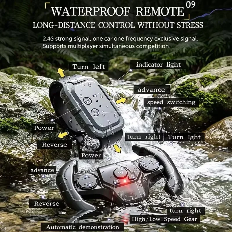 4WD Remote Control Waterproof Amphibious Car RC Amphibious Car Toys 3D Rotation Water Jet High Low Speed Mode Multiplayer