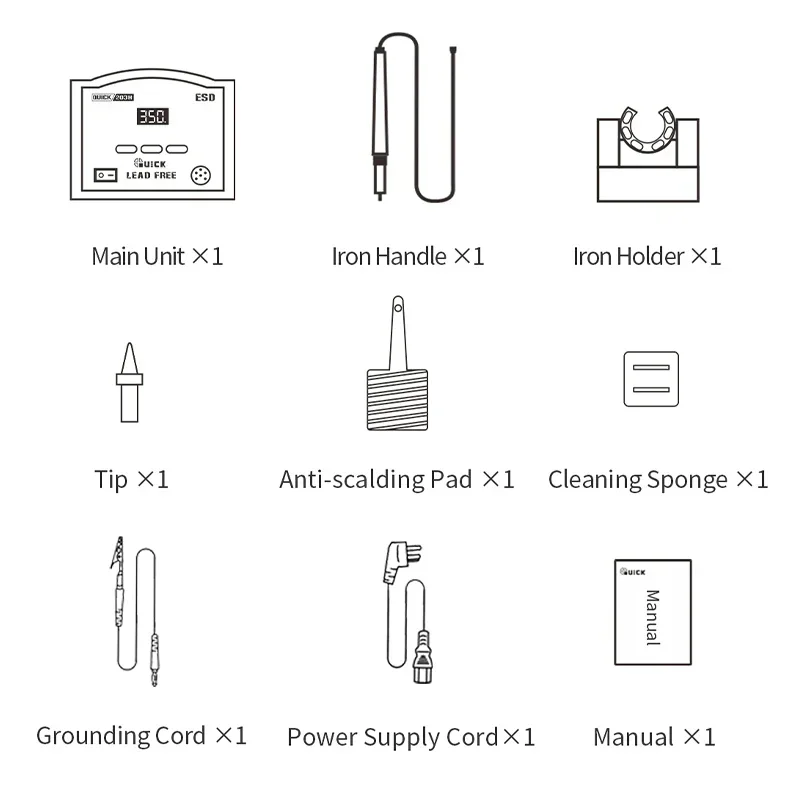 Hot sales Welding soldering supplies Quick 203H 90W high frequency LED digital soldering iron kit