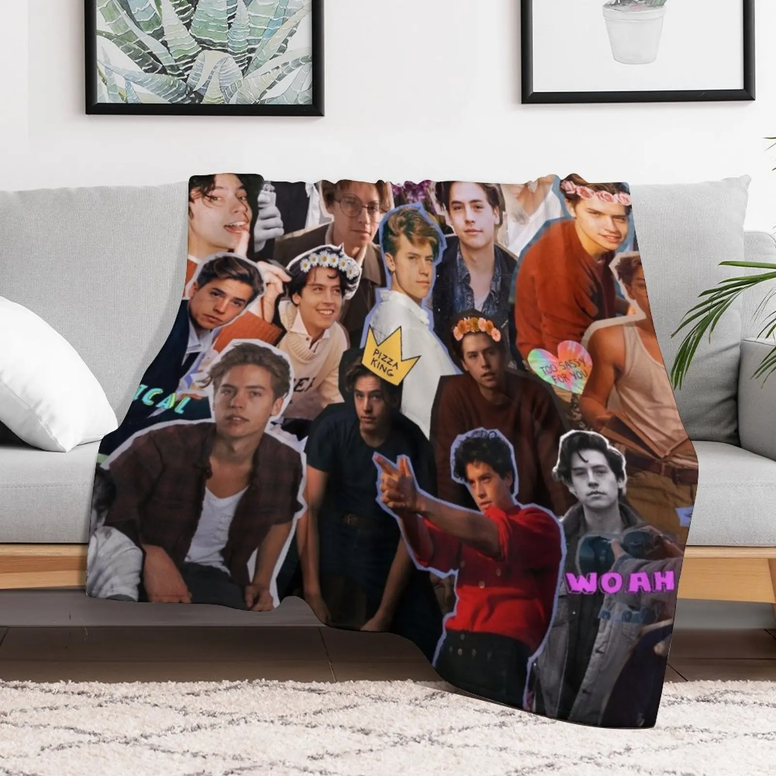 Cole Sprouse Collage Throw Blanket Plaid manga Plaid on the sofa Blankets