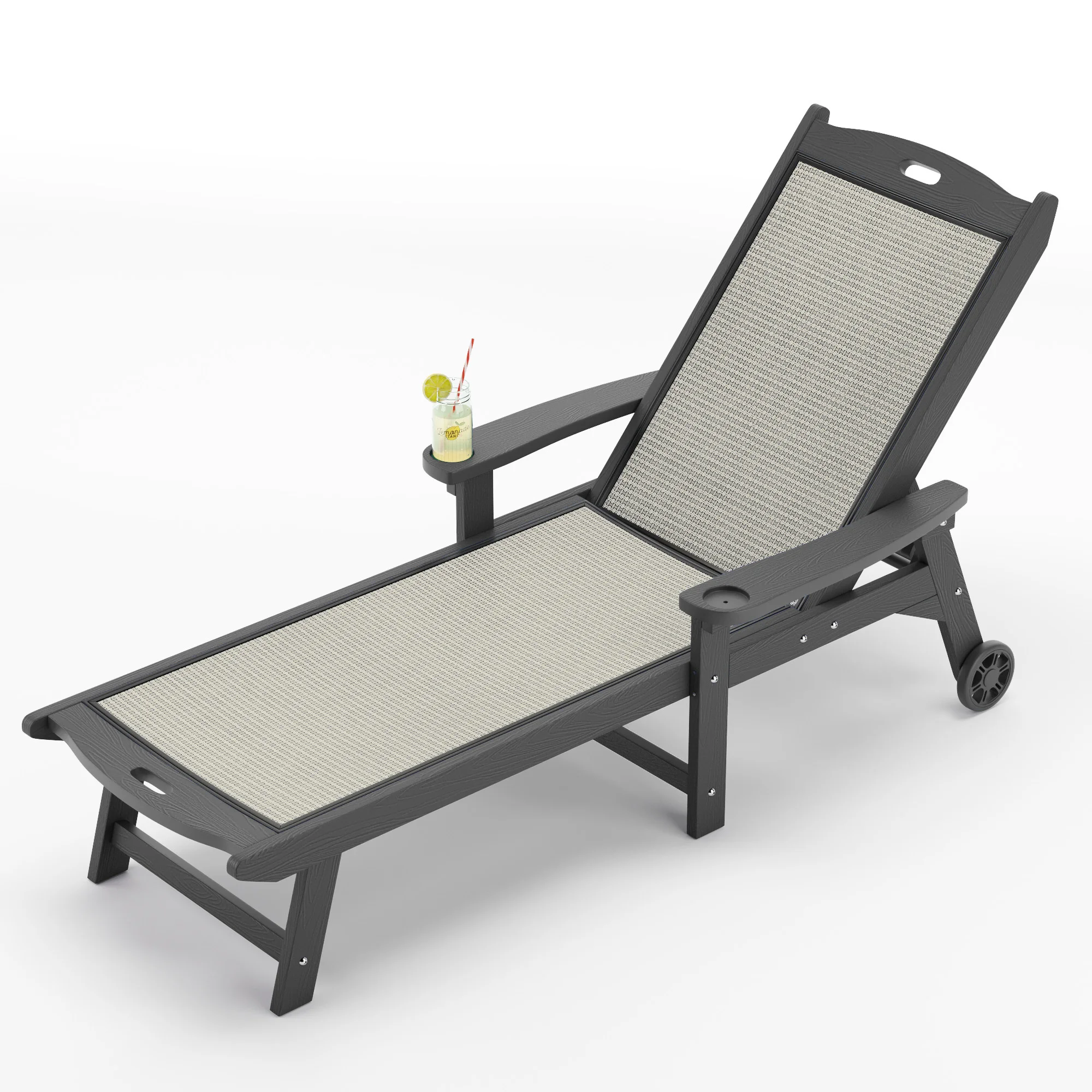 

Chaise Lounge Chair Outdoor,HDPS and HDPE Wicker Material,Patio Lounge Chair with Adjustable Backrest, Resin Pool Lounge Chairs