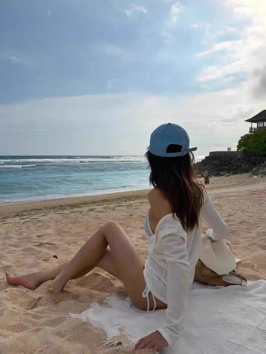 Koreanischer Bikini für Mädchen, vierteilig, langärmliges Oberteil, Ins Pure Desire Vacation Hot Spring Badeanzug, Damen-Badeanzug für kleine Brüste, schlankmachend – Detail 8
