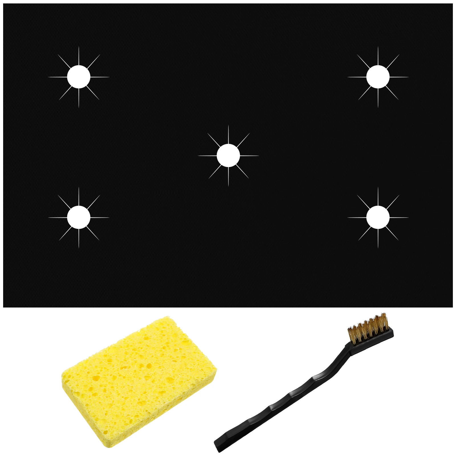 

1 set Gas Stove Top Covers Reusable Protective Mats For Burner Stove Cover Cleaning Set With Steel Brush Dish Brush Stove Top