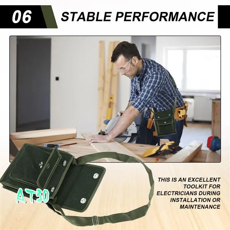

Electrician Storage Bag Tool Kit Repair Kit One-Shoulder Communication Plumber's Bag Can Store Flashlight Keys-AT30