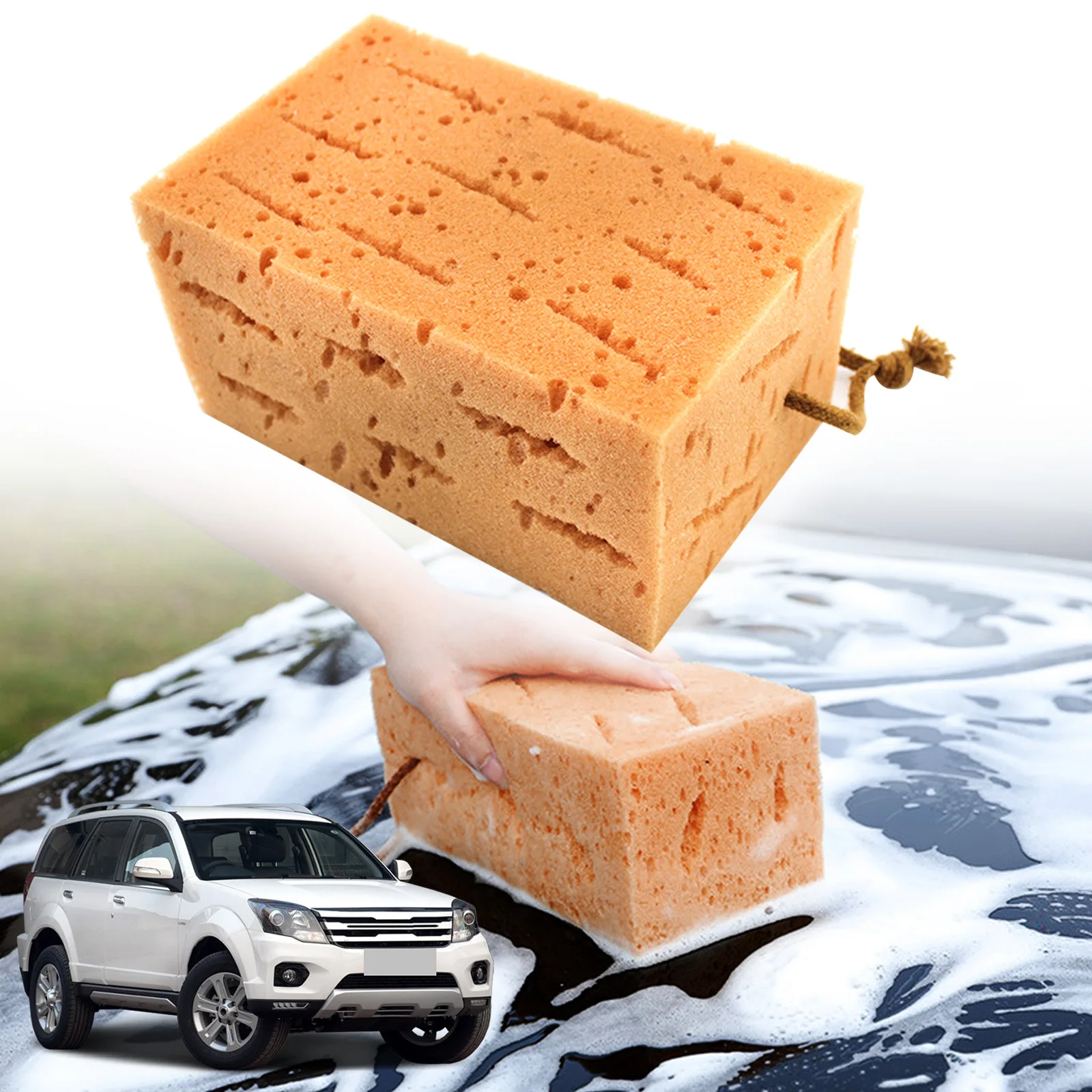 

New Large Car Wash Sponge Cleaning Honeycomb Yellow Thick Sponge Block Auto Wash Tools Absorbent Car Accessories