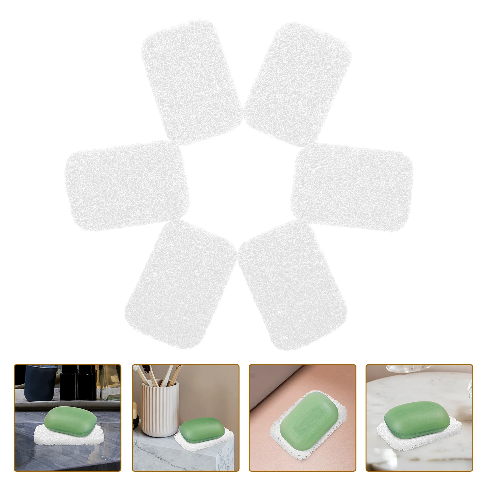 

6pcs Anti-Slip Drains Tray Water Mat Soap Draining Pads Draining Holder Bathroom Kitchen Use Non-Slip Soap Mat