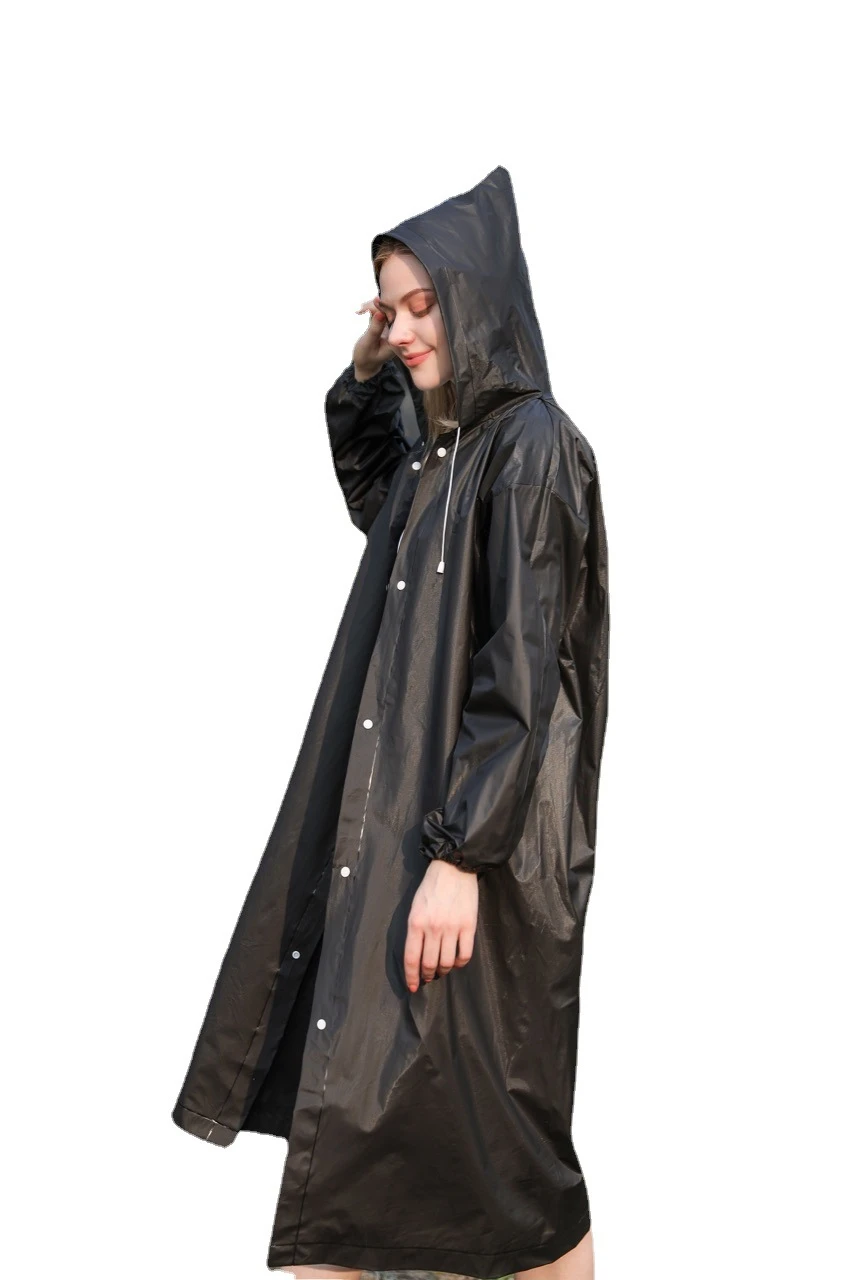 High Quality 1PC 145*68CM EVA Unisex Raincoat Thickened Waterproof Rain Coat Women Men Black Camping Waterproof Rainwear Suit