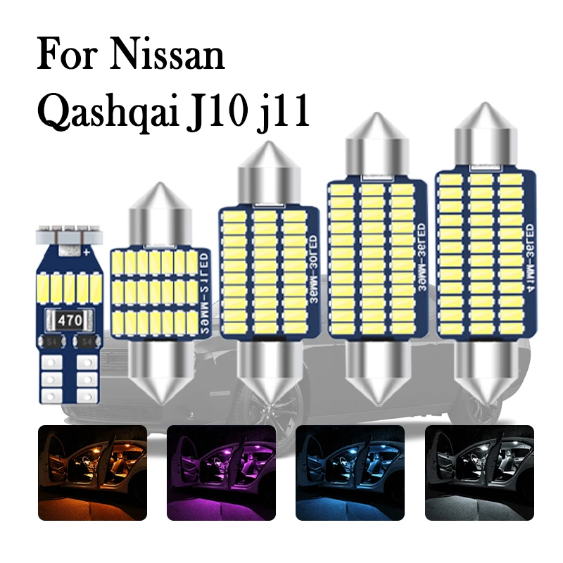 

Car LED Interior Light Canbus For Nissan Qashqai J10 j11 2007 2008 2009 2010 2014 2015 2016 2018 2019 2020 2021 Accessories