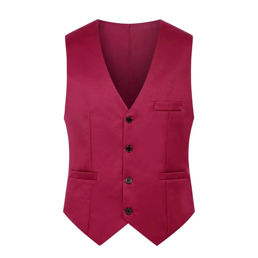 Men Suit Vest Single-breasted Button Closure Blazer Waistcoat Slim Fit Male Sleeveless Suit Vest Casual Business Suits Waistcoat