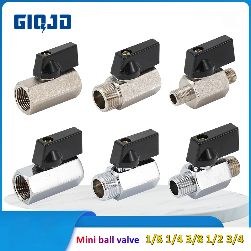 

1/8" 1/4" 3/8" 1/2" Threaded Black Mini Brass Ball Valve BSP Male To Female Air Compressor Valves Water Gas Oil Shut Off Valve