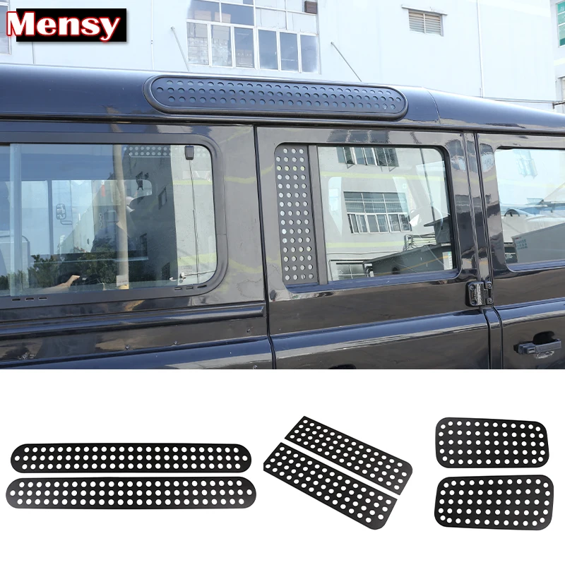 

For Land Rover Defender 90 110 2004-2018 Alloy Black Car Window Glass honeycomb protection Plate Cover Auto Accessories