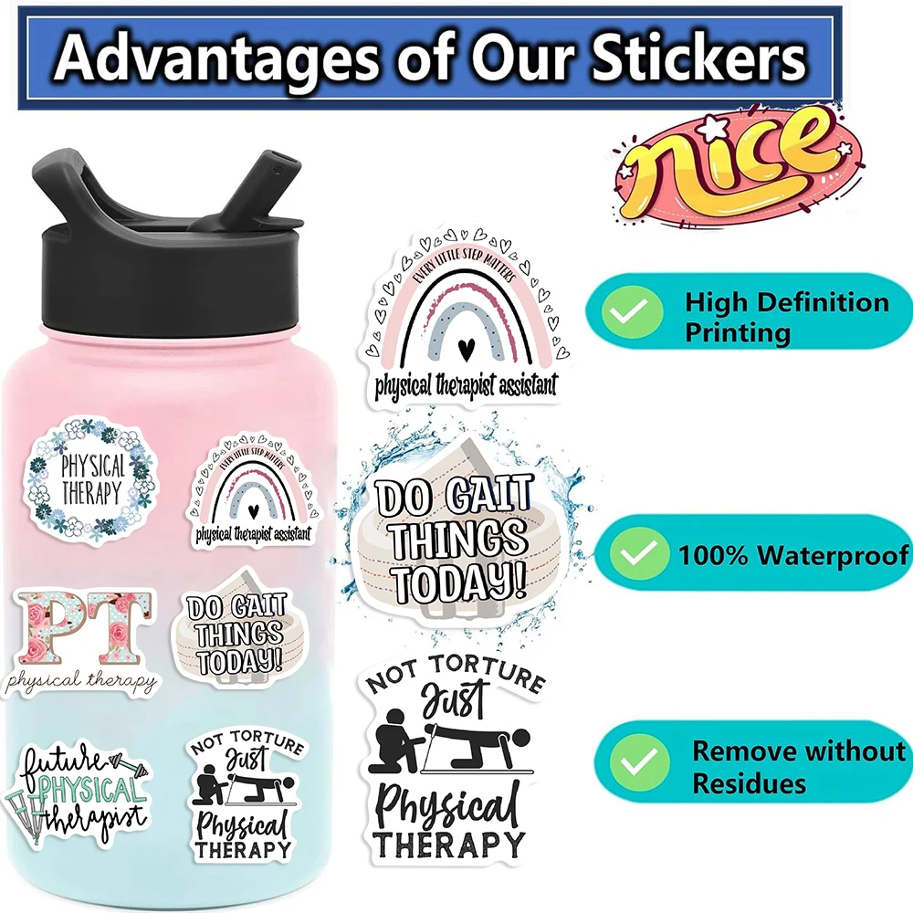 50PCS Physical Therapy Sticker For Laptop Sticker Waterproof Vinyl Sticker for Car Phone Water Bottle Friends Style Decal﻿