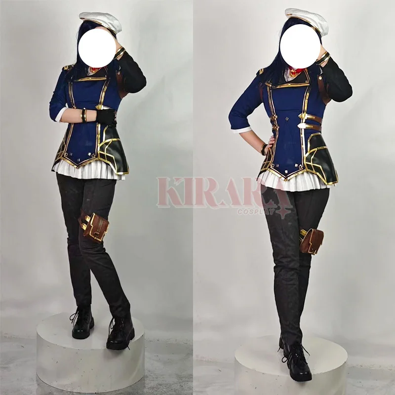 أزياء كايتلين التأثيرية شعر مستعار زي أنيمي غامض مع قبعة للنساء ملابس لعب الأدوار الهالوين كوميك كون