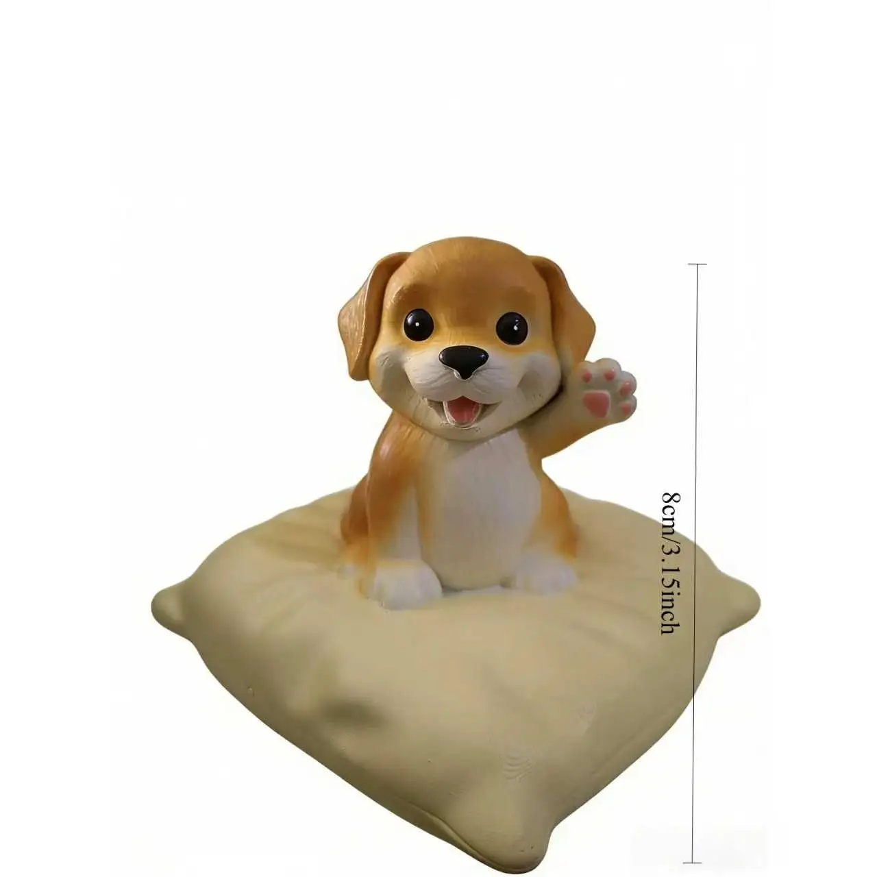 1pc Paw-Raising Yellow Small Dog Resin Statue Decoration, Pillow-Style Cute Dog Figure,Home And Office Decor Piecehel