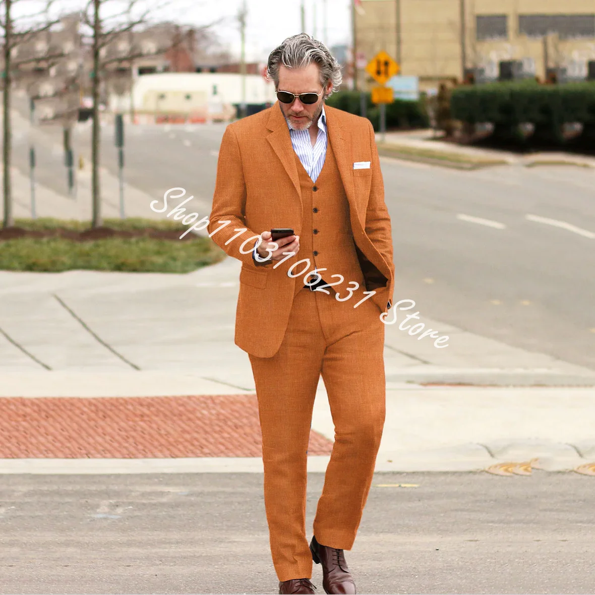 2024 White Linen Men Suits New Fashion Bridegroom Casual Tuxedos Slim Fit Wedding Blazer Vest Pants Custom Terno Masculino