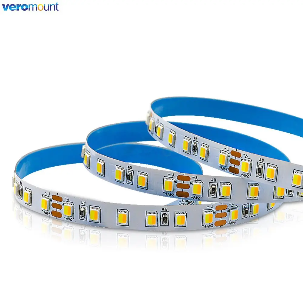 12V 24V DC 5m Cool White Warm White Adjustable 2 in 1 CCT LED Strip 120 180LEDs/M SMD 2835 Flexible Lamp Tape 8mm 10mm PCB IP20