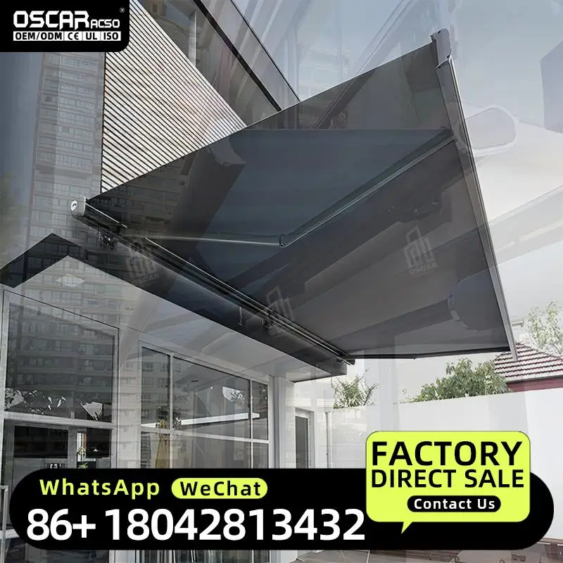 EasytoOperate Retractable Outdoor Cassette Awning Remote Control for Restaurant Roof Patio Shade Retractable Awning
