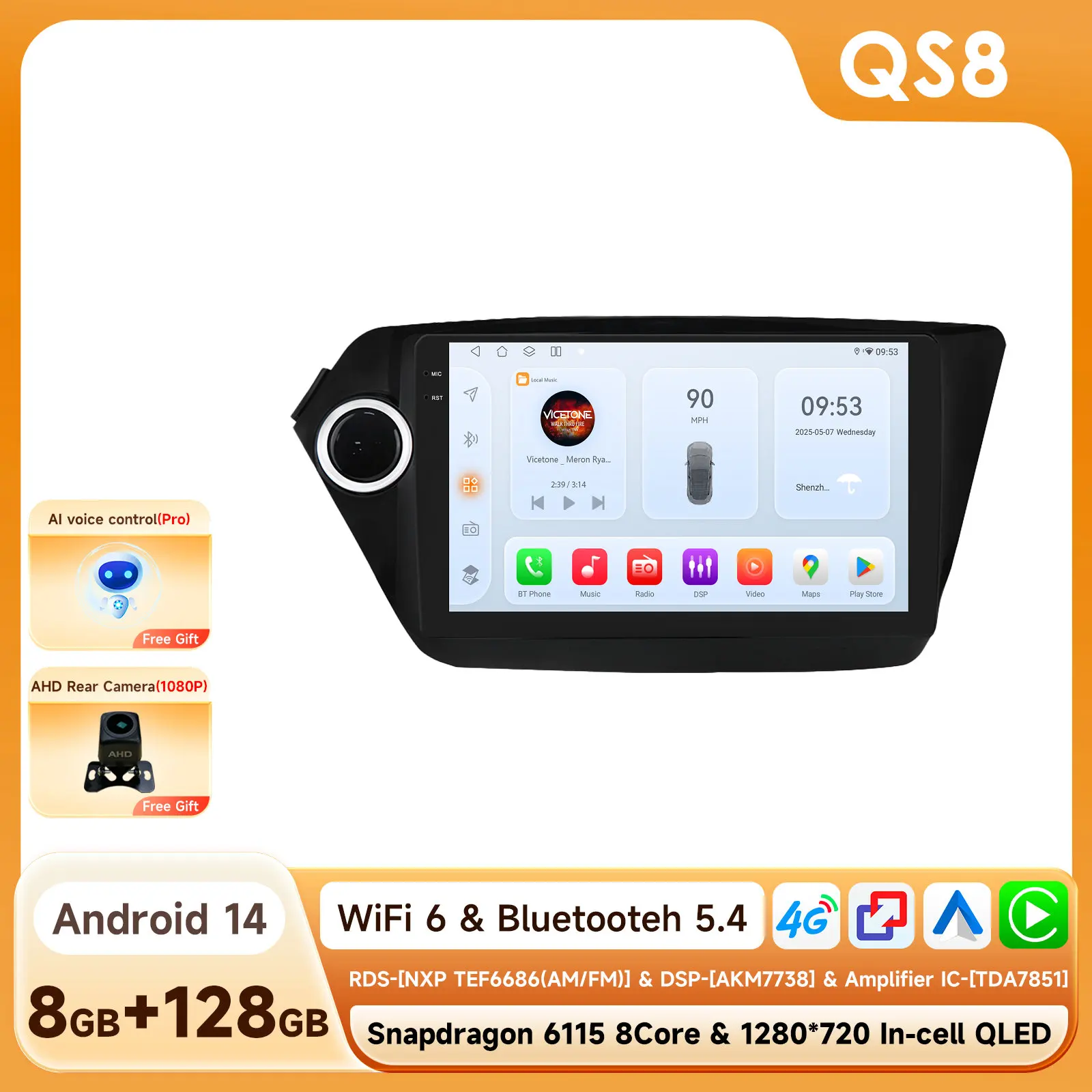 Autoradio voor KIA K2 RIO 3 2011-2015 Multimedia Speler GPS Navigatie 4G WIFI DSP Autoradio Carplay 6115 Intelligent Scherm RDS