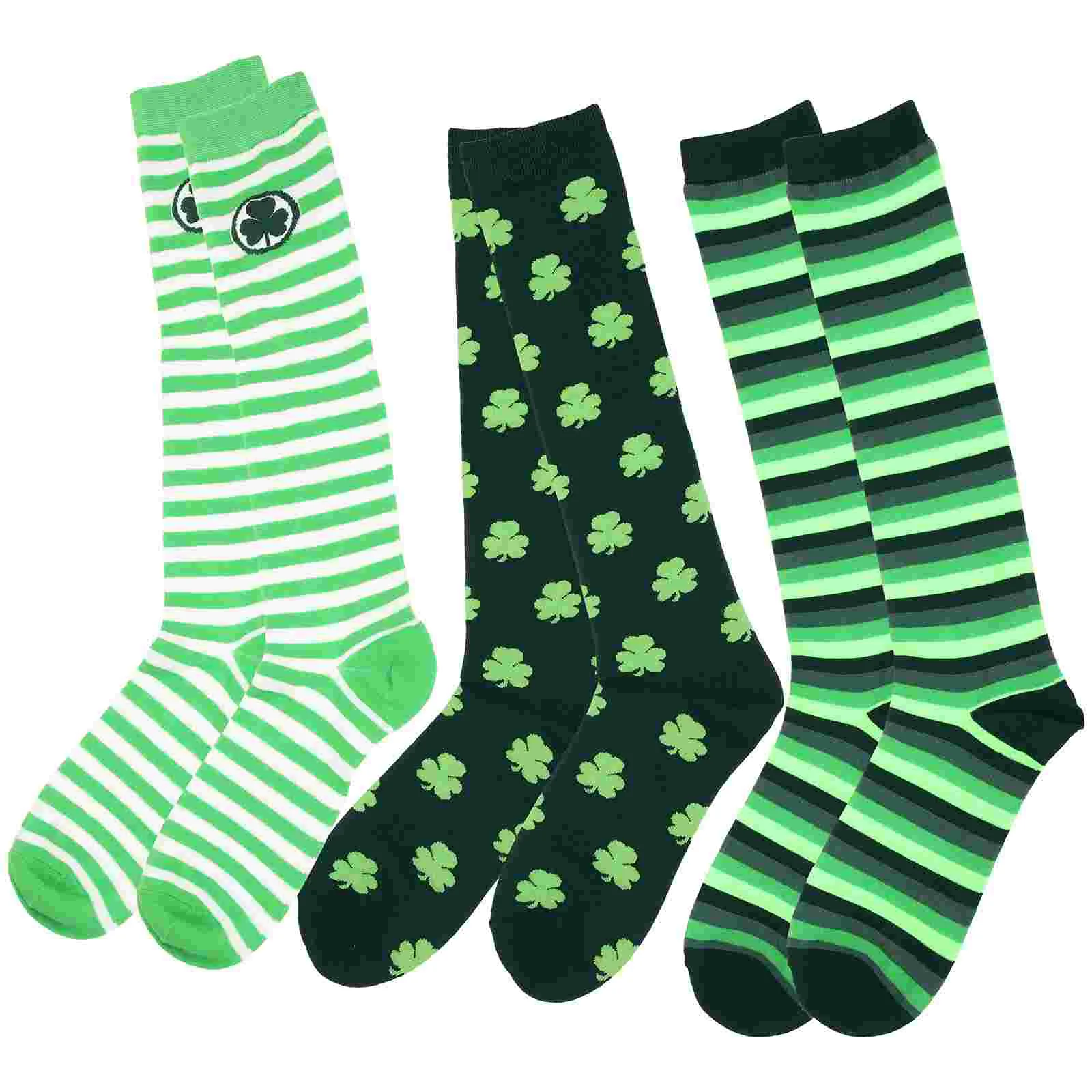 

3 Pairs Sock Fun Stripe Socks Dye Accessories for Girls Stocking Stuffers' Shamrock Cotton Patricks Day Adult Breathable