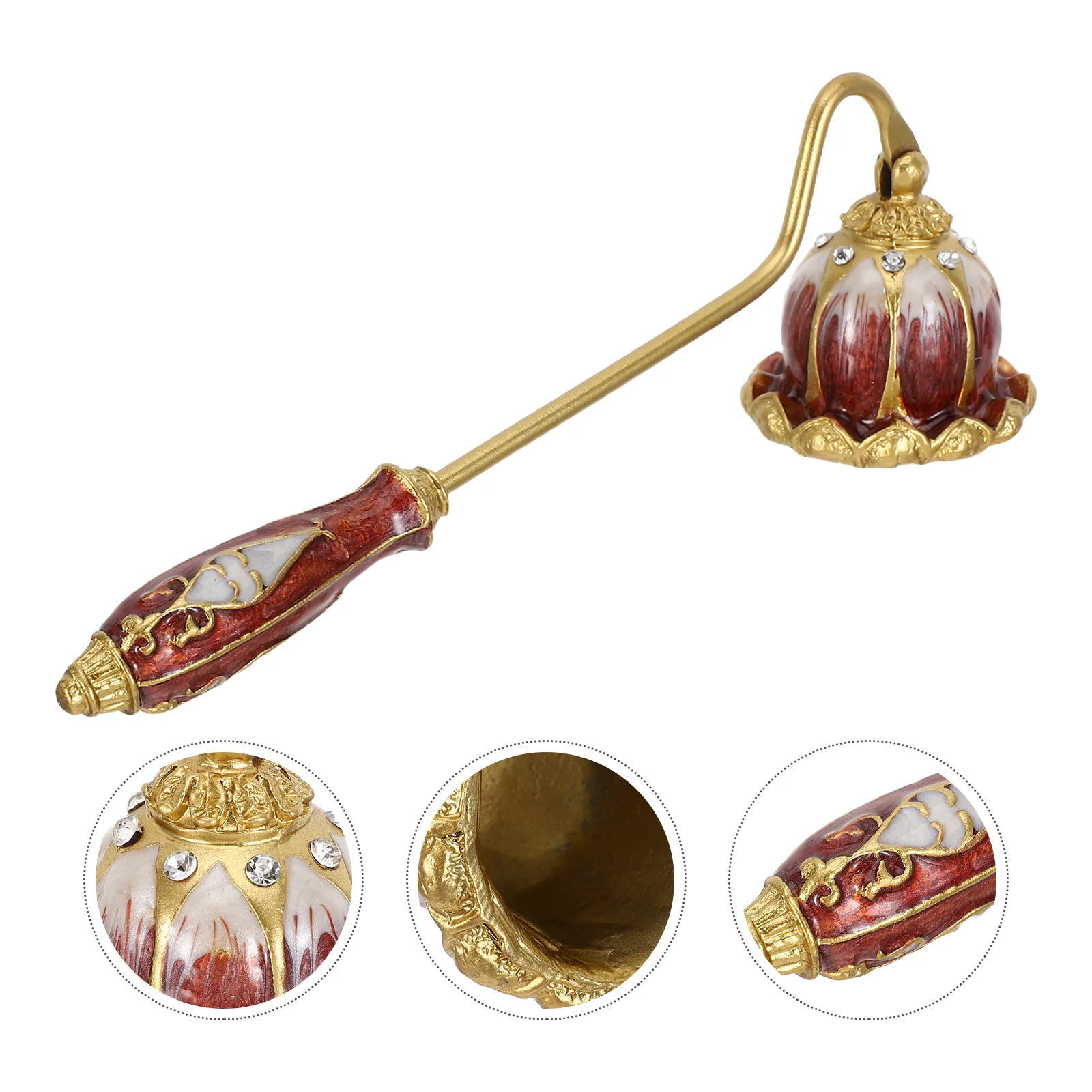 

Retro Snuffer Lotus Metal Extinguisher Tool Long Handle Wick Snuffer Accessory for Home Yoga Meditation Reading