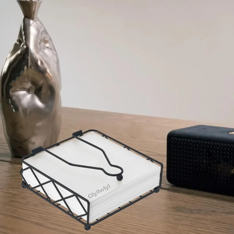 حامل مناديل لحوامل مناديل ورقية مربعة الشكل مع ذراع مرجح أنيق مسطح ريفي معدني حامل مناديل حديث للمطبخ