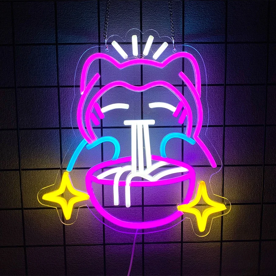 

Anime Maneki Neko Ramen Neon Sign,Japanese Lucky Cat Noodle LED Light Sign for Home Living Room Wall Decor,Cartoon Cat Art Decor