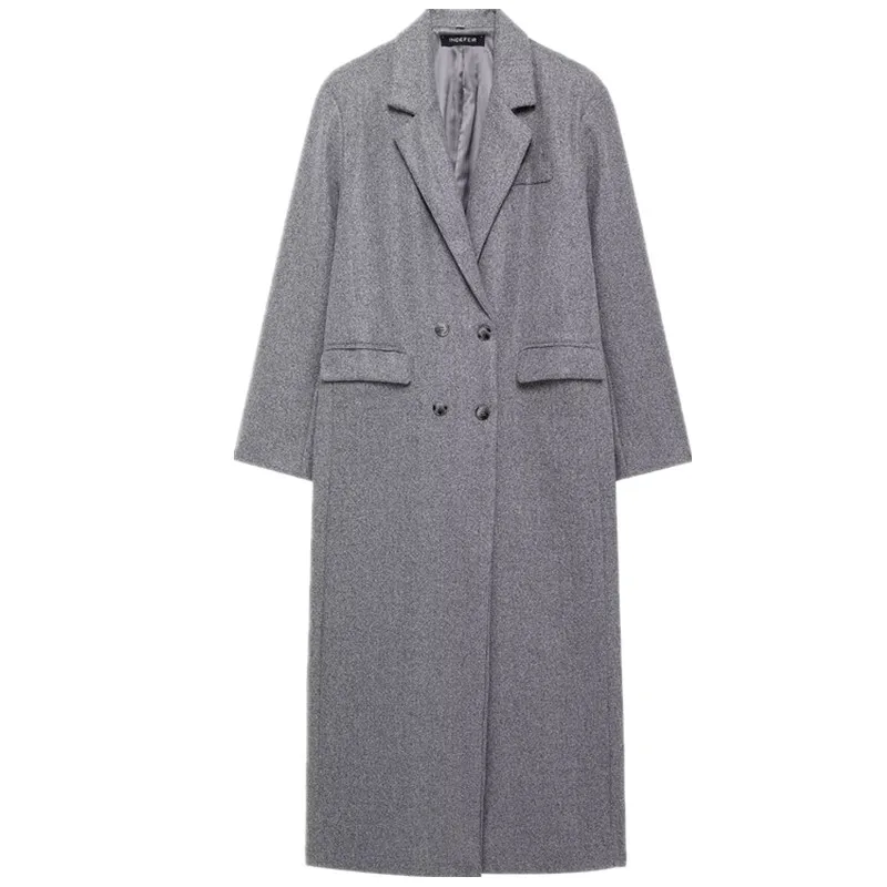 Herfst Winter Nieuwe Sle Dames Lange Jas Losse Veelzijdige Wattenmix Windjack Sle Pak Kraag Bovenkleding