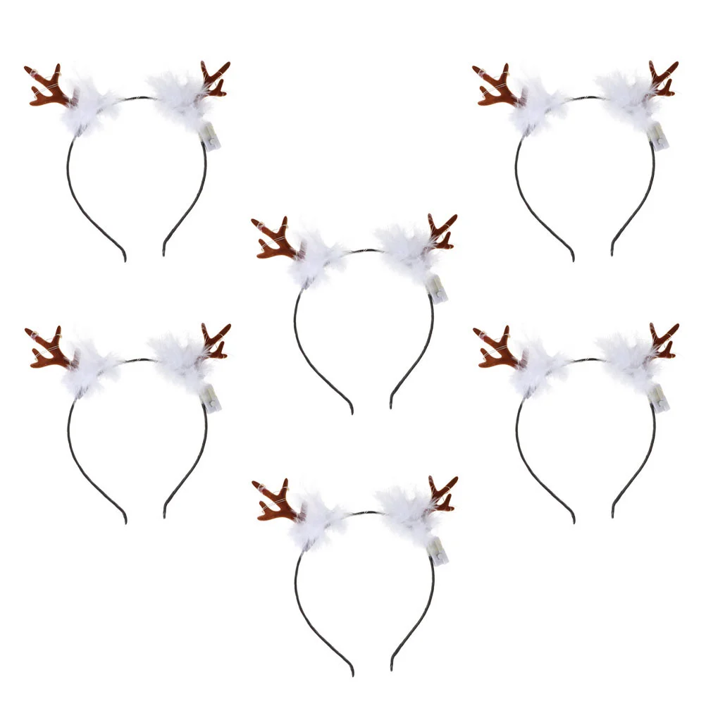 6 Pcs Halloween Costumes for Baby Luminous Antler Headband Hair Accessories Creative Decor Brown Party Hairband Miss