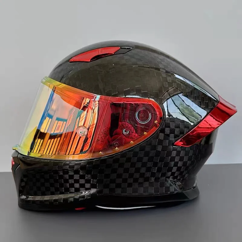 

Fashion Red Carbon Fiber 12K Helmet Motorcycle Full Face Cascos Kask Casque Motor Safety Riding Parts Motocross Racing DOT ECE