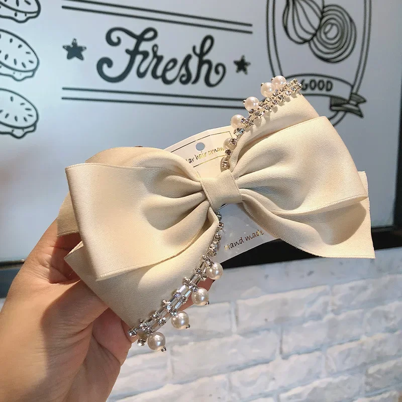 Französisch Retro Bowknot Koreanische Snap Haar Clips Pins Strass Haarnadeln Kristall Perle Hairgrip Luxus Haar Zubehör für Frauen