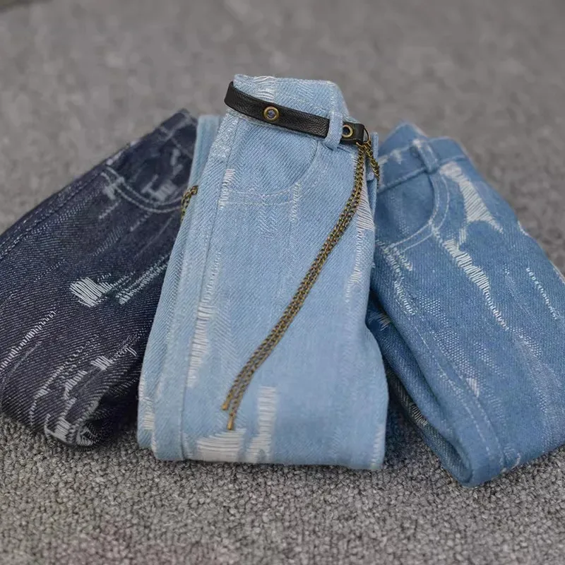 

【Only Clothes】1/3 1/4 Washed Jacquard Jeans Casual Pencil Denim Pants for ID75 Dragon Soul 73 Normal/Strong Big Dolls
