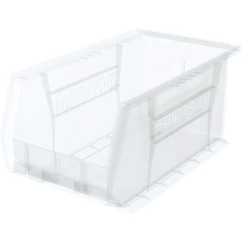 

-Mils 30240 AkroBins Plastic Storage Bins, Space-Saving Stackable Bins for Garage, Pantry, Craft Organization, 15-Inch x 8-I