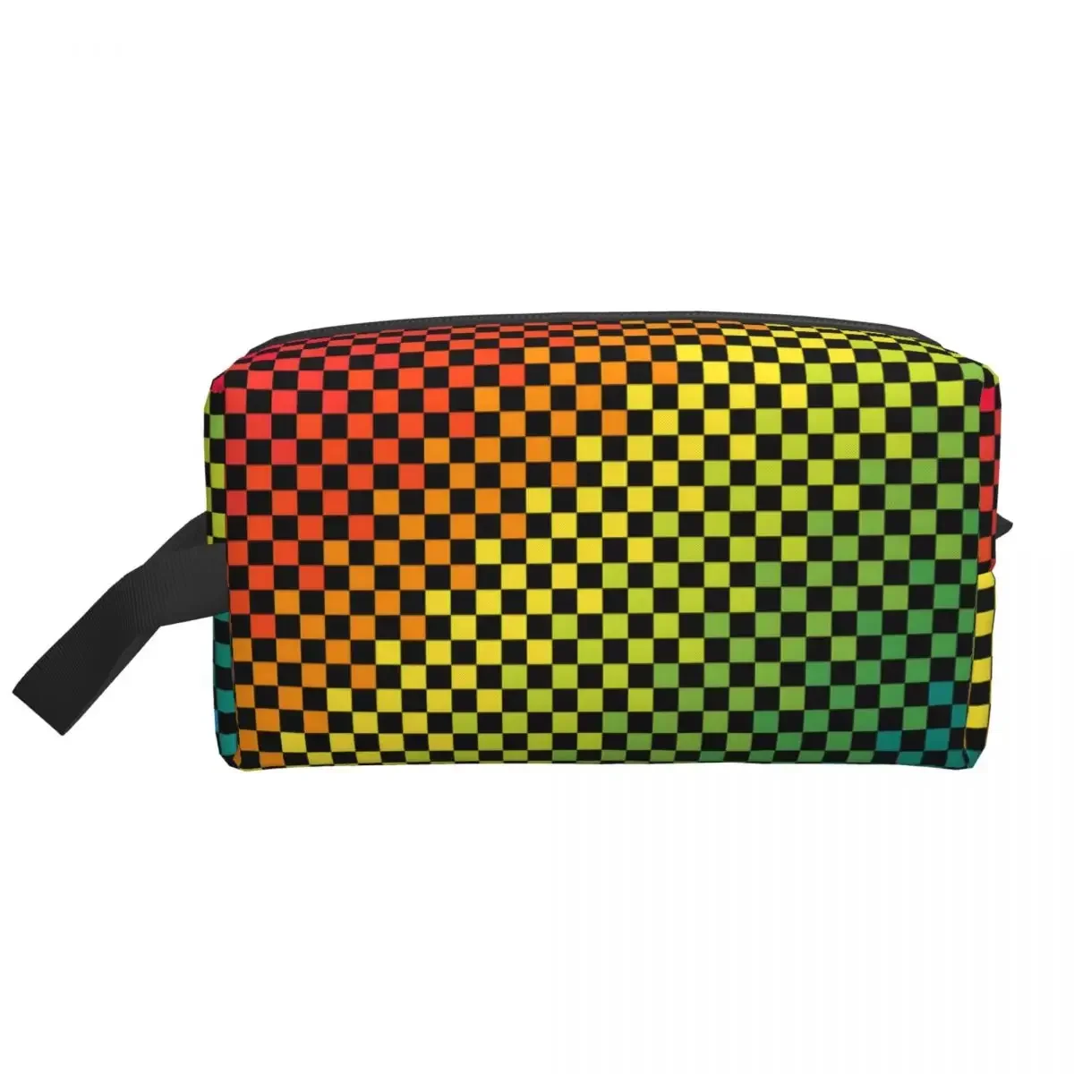 Custom Travel Rainbow Squares Checkered Flag Toiletry Bag Portable Makeup Cosmetic Organizer Women Beauty Storage Dopp Kit Case