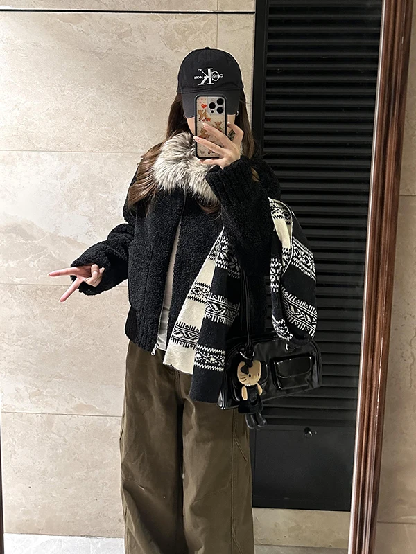 Retro bruine denim broek hoge taille wijde pijpen rechte snit tooling dames winter losse fit broek PmORh merk damesjeans