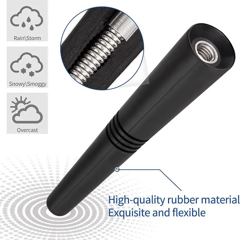 1 Juego de Antena de Coche Mini Corta, Accesorios para Vehículos, Antena de Radio Fuerte para Techo, FM AM DAB, Negra, 9 cm de Longitud, Universal para Auto con Tornillos