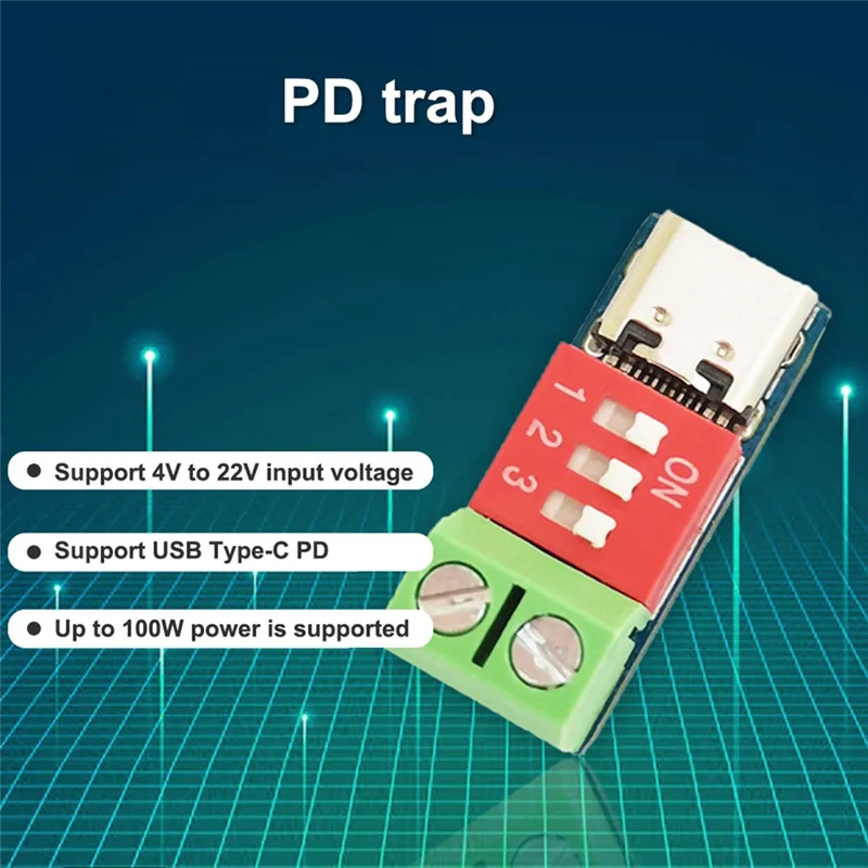 

AAAEL-1PCS Type-C PD QC Триггер 5 В-20 В постоянного тока Регулируемое напряжение Модуль питания Набор регулировки напряжения Быстрая зарядка Приманка Модуль Dur