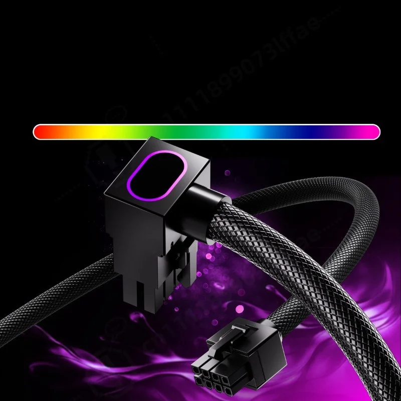 Side‑Exit Heightened GPU 8PIN Modular Cable, One‑Piece Connection Design, ARGB Sync Extension Cord for PC Computer Gaming Case