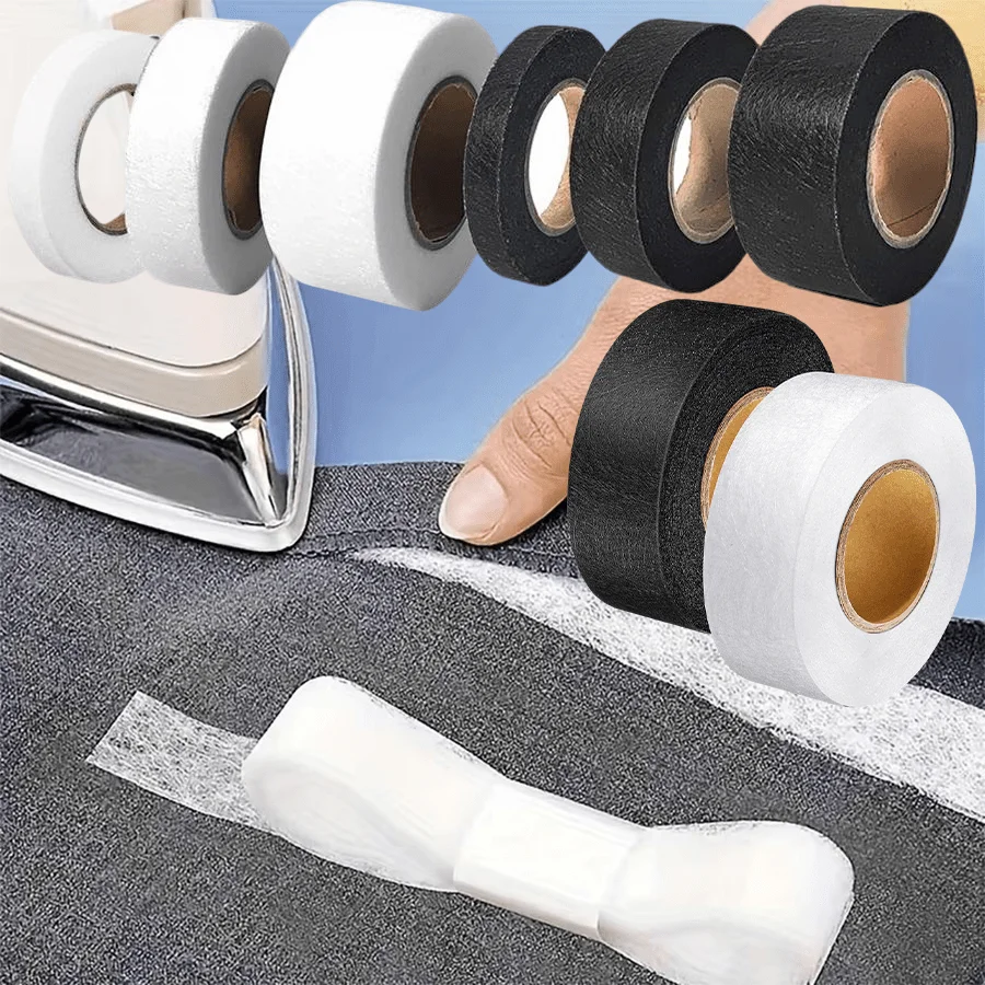 Rollo de 27/64M de tela adhesiva de doble cara no tejida para ropa, cinta para planchar en el dobladillo, borde para acortar pantalones, herramienta de costura DIY