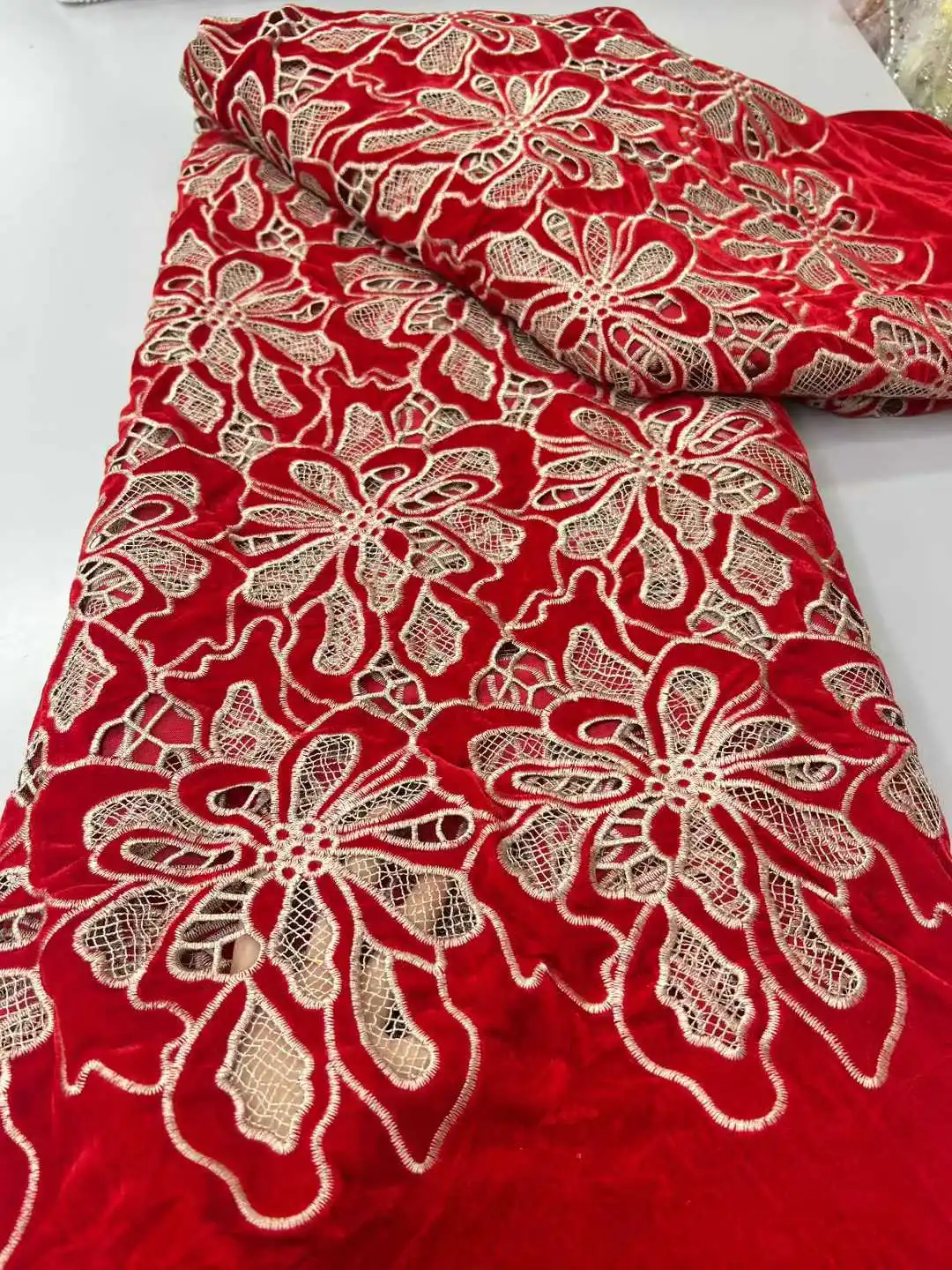 

Nigerian Luxury FLower Velvet Lace Fabric 2025 High Quality Flowers African Lace Fabric French For Women Wedding Party Dresses