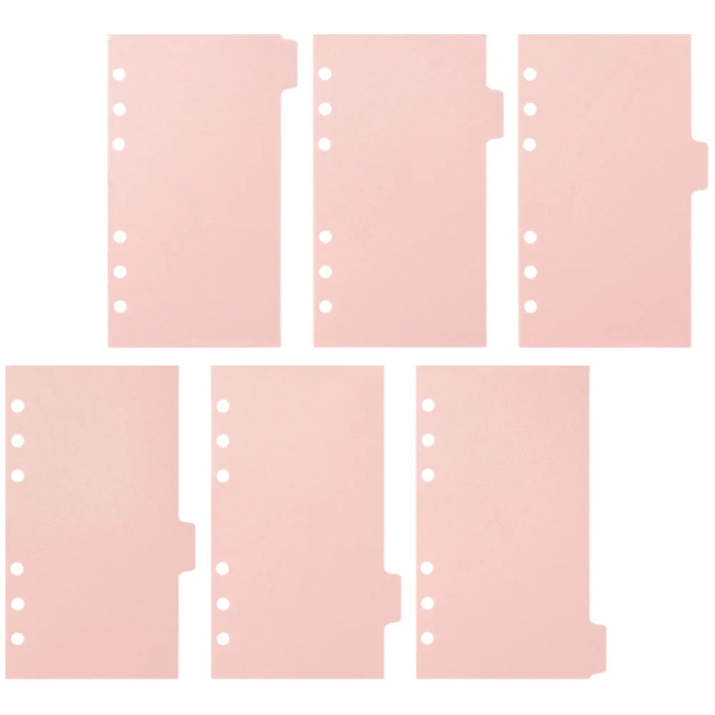 

6 Sheets Folder Dividers for Ring Binder with Tabs Slip Paper Label A5 Organizer Photo Album Binders Pink Pp