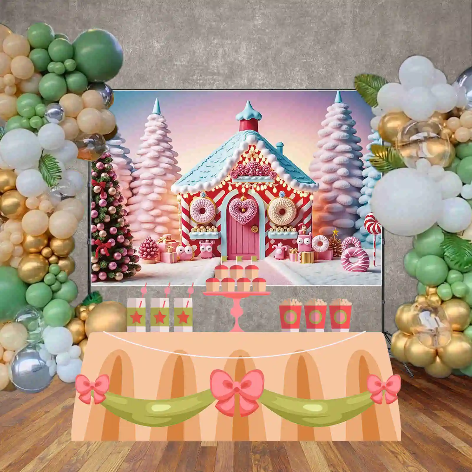 MOON.QG Christmas 2025 Backdrop Photography Window New Year Xmas Tree Photocall Background Children Studio Photocall Accessories