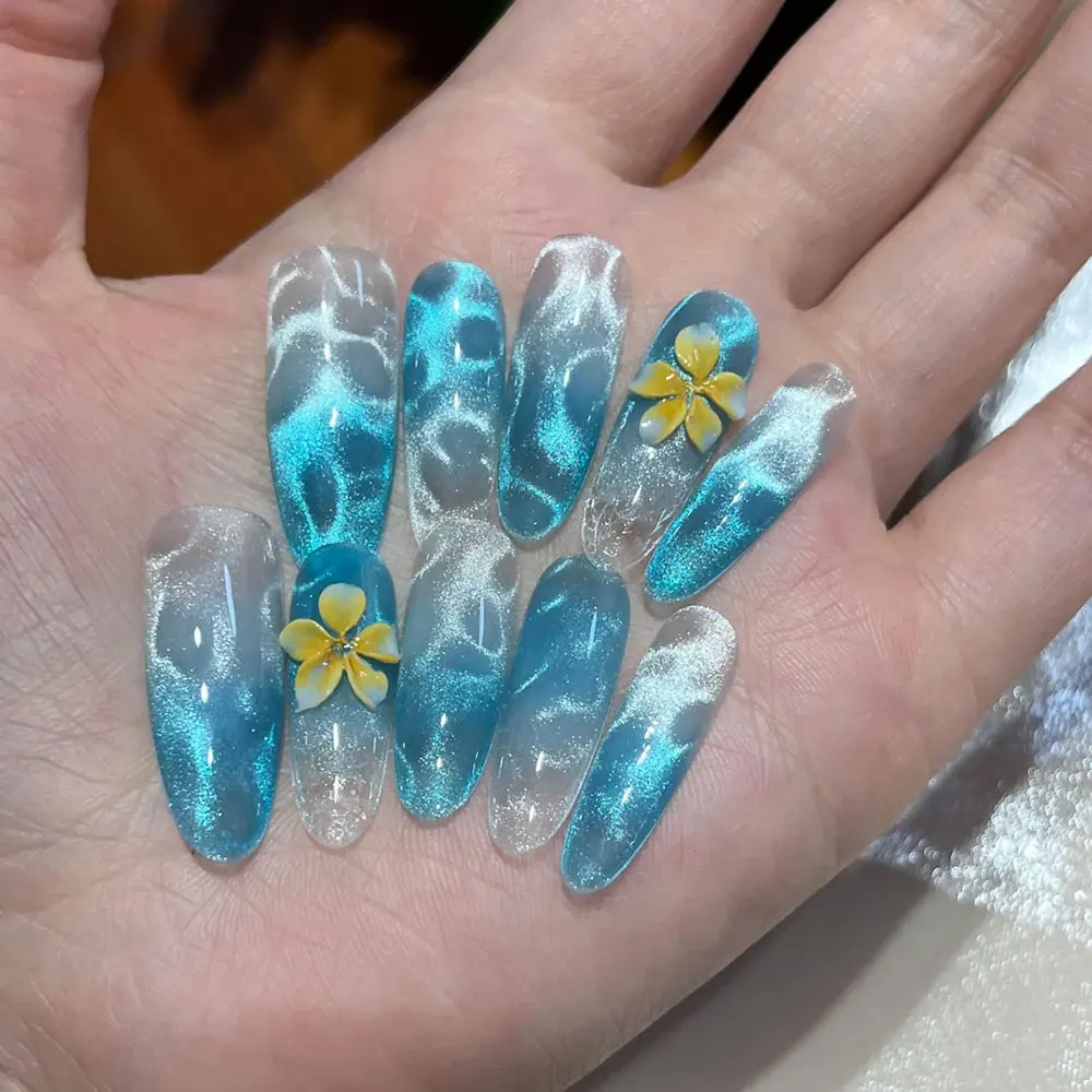 20 pièces/ensemble perles magnétiques rondes multi-fonction ongles fleur scintillante sculpture chat aimant Gel vernis effet d'ondulation d'eau Nail Art à