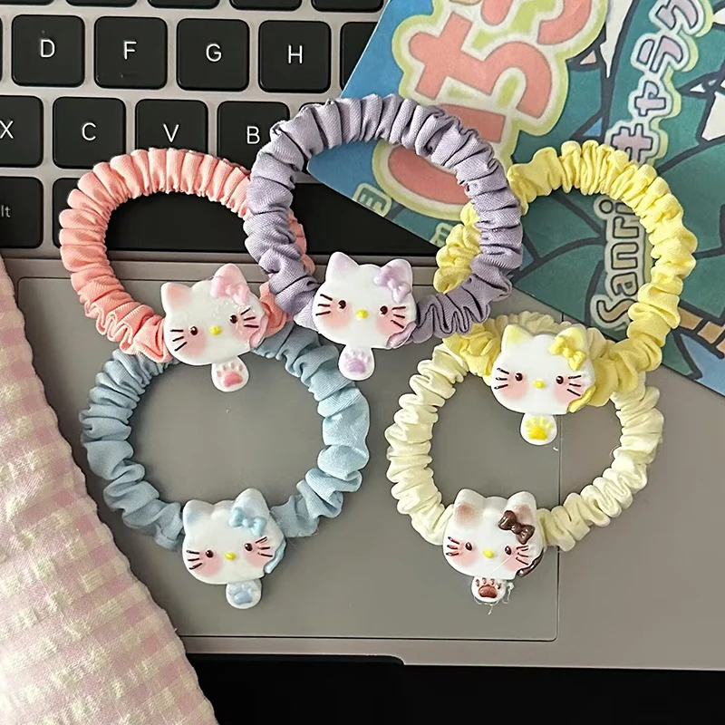 Kawaii Candy Color KT Cat Hair Clip Cute Cartoon Hairpin Lovely Hair Clips Hair Rope For Women Girls Sweet Hair Accessories Gift